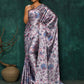 Designer Satin Lavender Digital Print Saree