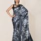 Designer Satin Grey Digital Print Saree