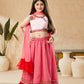 Lehenga Choli Satin Pink Embroidered Kids