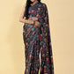 Casual Satin Silk Black Digital Print Saree