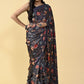 Casual Satin Silk Black Digital Print Saree