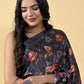Casual Satin Silk Black Digital Print Saree