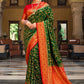 Classic Satin Silk Green Patch Border Saree