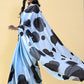 Casual Satin Silk Black Blue Digital Print Saree
