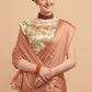 Classic Satin Silk Orange Strips Print Saree