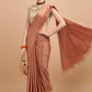 Classic Satin Silk Orange Strips Print Saree