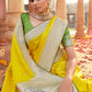 Classic Satin Silk Yellow Weaving Saree