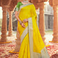 Classic Satin Silk Yellow Weaving Saree