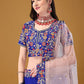 Lehenga Choli Satin Silk Blue Embroidered Lehenga Choli