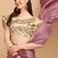 Contemporary Satin Silk Mauve Strips Print Saree