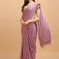 Contemporary Satin Silk Mauve Strips Print Saree