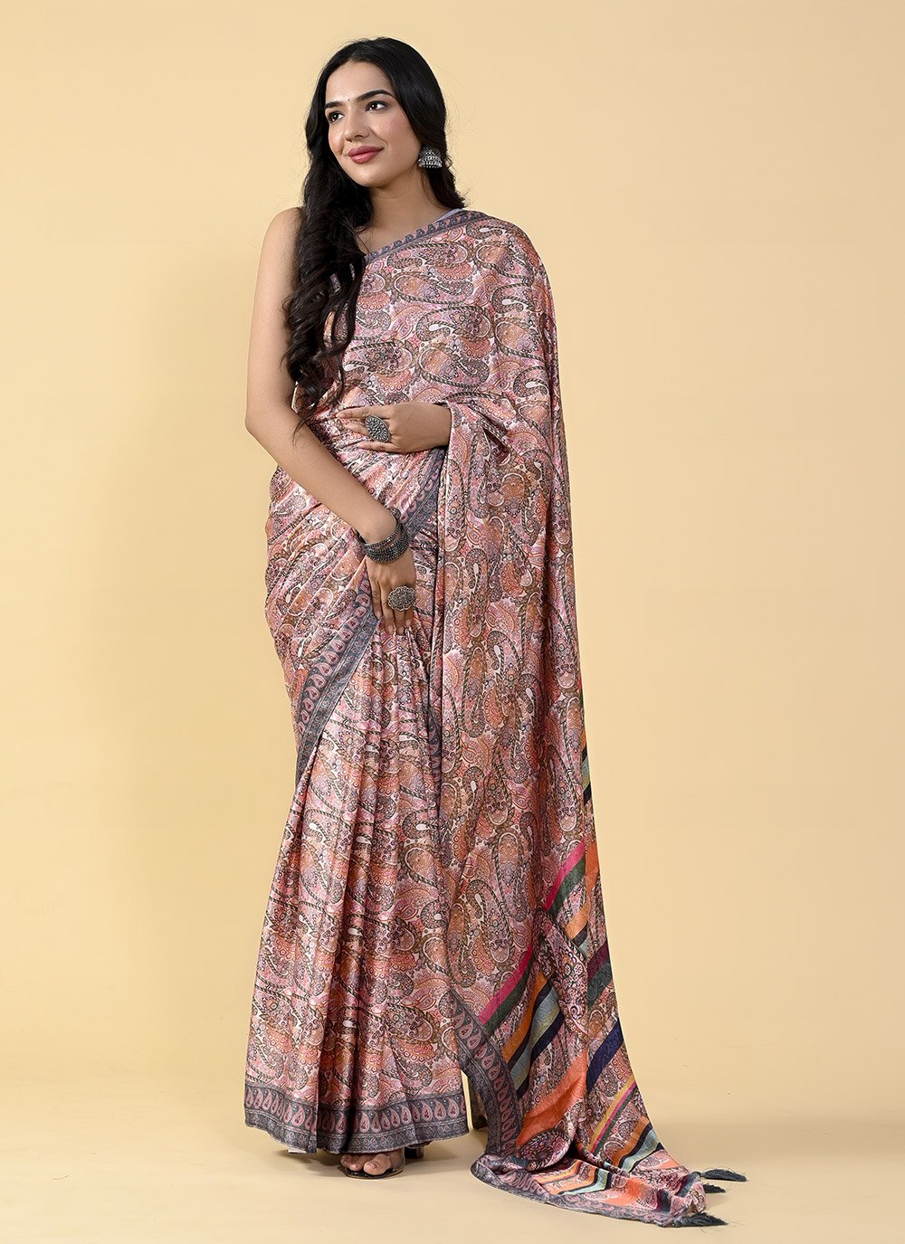 Casual Satin Silk Multi Colour Digital Print Saree