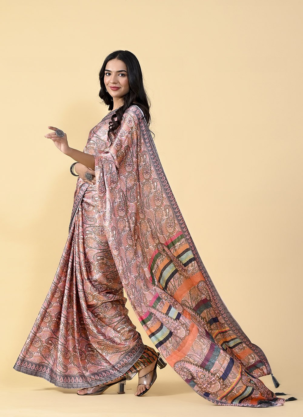 Casual Satin Silk Multi Colour Digital Print Saree