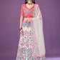 Lehenga Choli Net Satin Silk Off White Embroidered Lehenga Choli