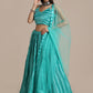 Lehenga Choli Satin Silk Aqua Blue Plain Lehenga Choli