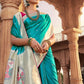 Contemporary Satin Silk Turquoise Weaving Saree