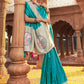 Contemporary Satin Silk Turquoise Weaving Saree