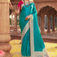 Contemporary Satin Silk Turquoise Weaving Saree