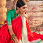 Contemporary Satin Silk Red Weaving Saree