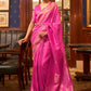 Contemporary Satin Silk Rani Weaving Saree