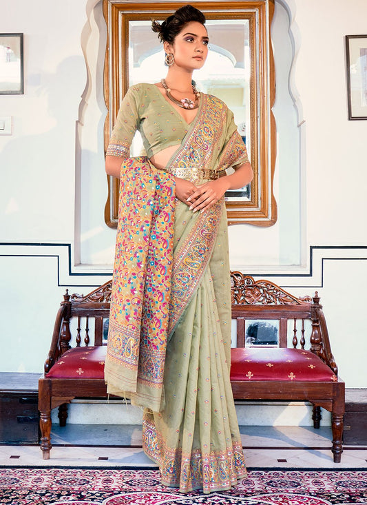 Contemporary Satin Silk Sea Green Weaving Saree