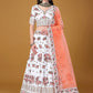 Lehenga Choli Satin Silk White Embroidered Lehenga Choli