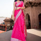 Classic Satin Silk Pink Weaving Saree
