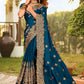 Contemporary Satin Teal Embroidered Saree