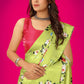 Contemporary Satin Yellow Digital Print Saree