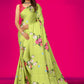 Contemporary Satin Yellow Digital Print Saree