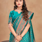 Classic Banarasi Silk Sea Green Patch Border Saree