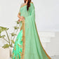 Contemporary Georgette Net Sea Green Patch Border Saree