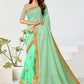 Contemporary Georgette Net Sea Green Patch Border Saree