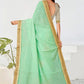 Contemporary Georgette Net Sea Green Patch Border Saree