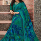 Classic Georgette Satin Sea Green Patch Border Saree
