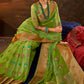 Classic Organza Silk Sea Green Booti Saree