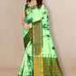 Contemporary Silk Sea Green Patch Border Saree