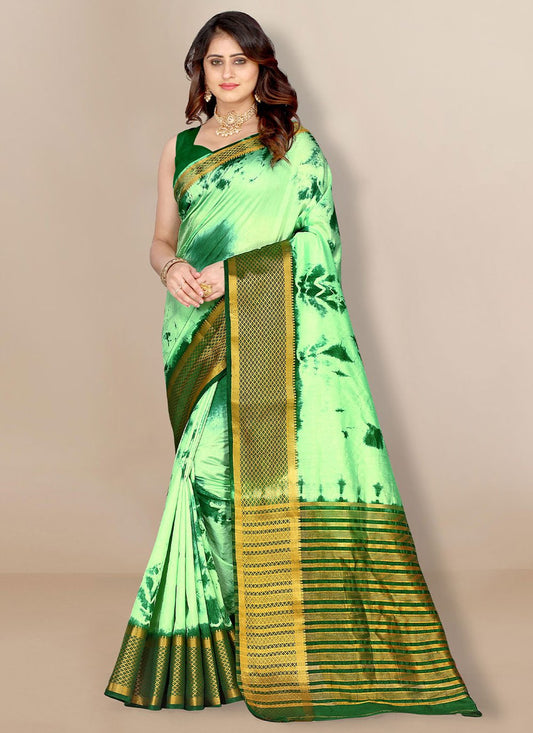 Contemporary Silk Sea Green Patch Border Saree