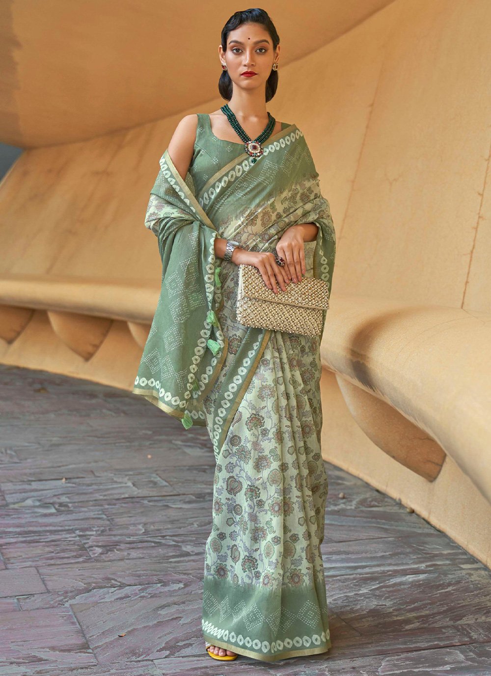 Trendy Saree Cotton Sea Green Print Saree