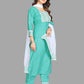 Pant Style Suit Blended Cotton Sea Green Fancy Work Salwar Kameez