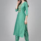 Party Wear Kurti Rayon Sea Green Embroidered Kurtis