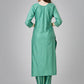 Party Wear Kurti Rayon Sea Green Embroidered Kurtis