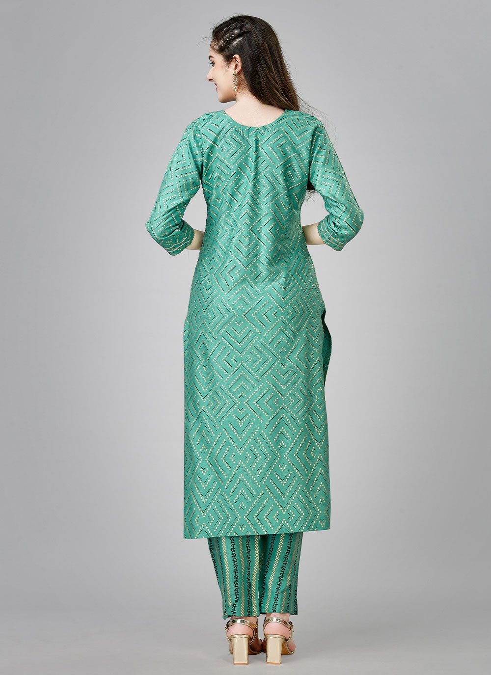 Party Wear Kurti Rayon Sea Green Embroidered Kurtis