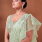 Designer Chiffon Organza Sea Green Hand Work Saree