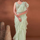 Designer Chiffon Organza Sea Green Hand Work Saree