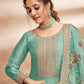 Anarkali Suit Art Silk Sea Green Embroidered Salwar Kameez