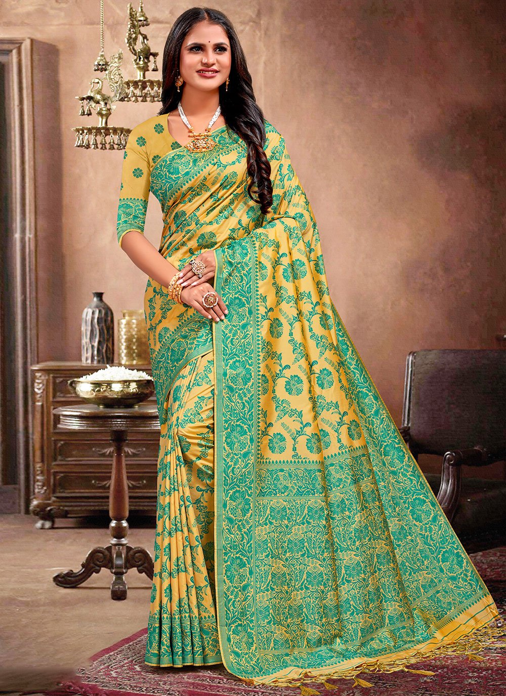 Contemporary Silk Sea Green Weaving Saree