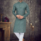 Kurta Pyjama Cotton Sea Green Digital Print Mens