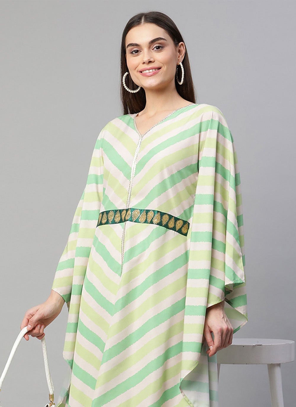 Party Wear Kurti Crepe Silk Sea Green Digital Print Kurtis