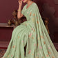 Trendy Saree Silk Blend Sea Green Embroidered Saree